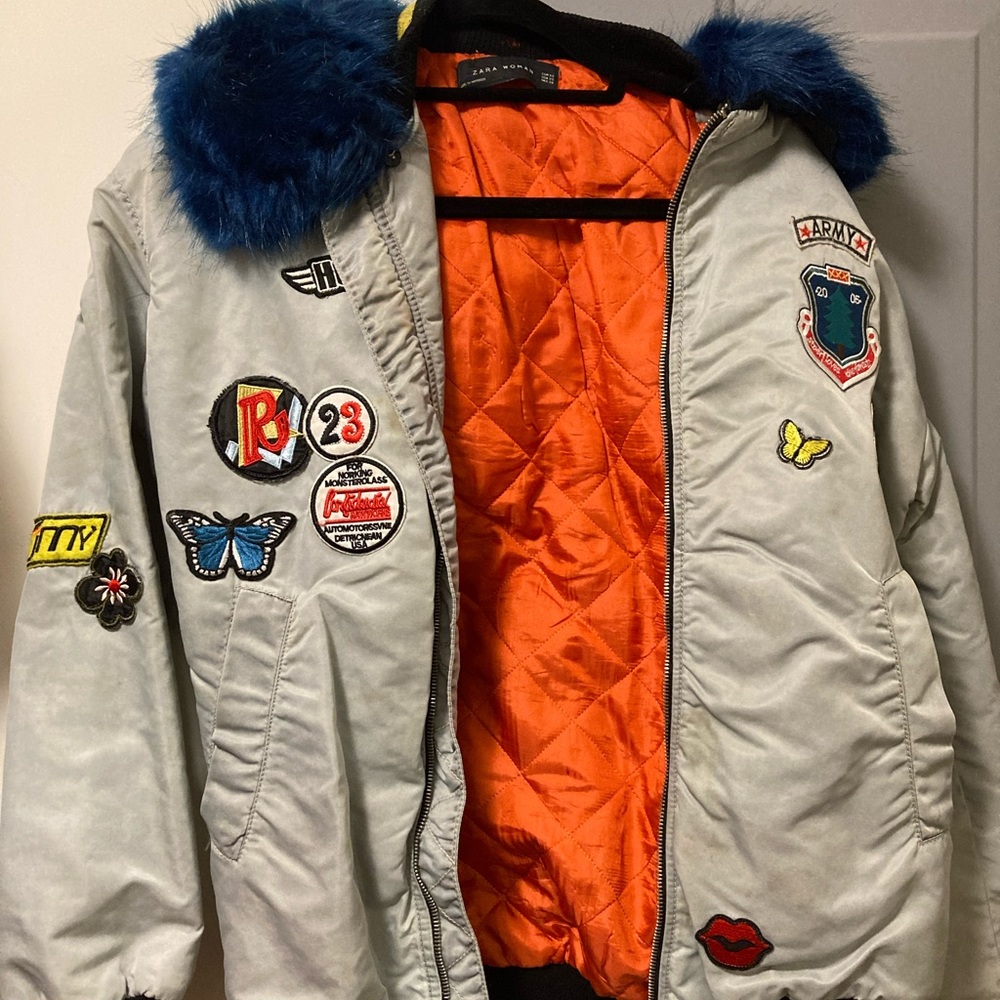 zara bomber jacket with detachable fur